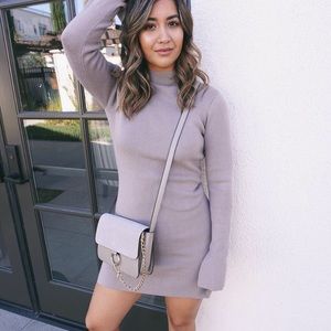 Nude long sleeve sweater dress